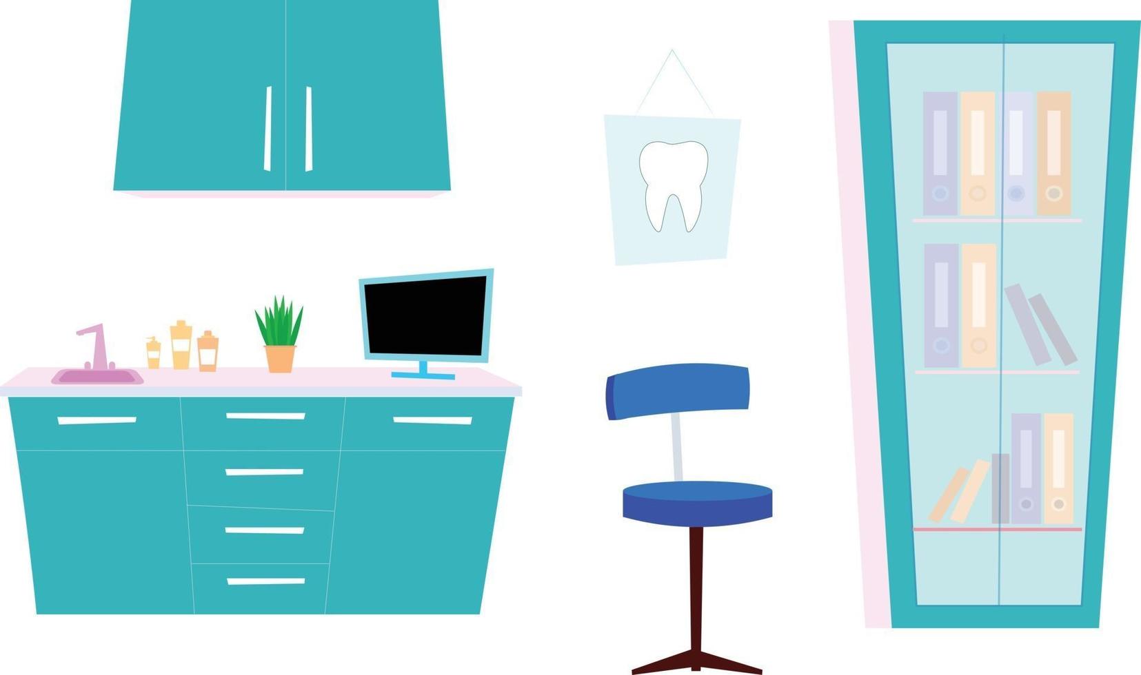 Dentist office and accessories vector