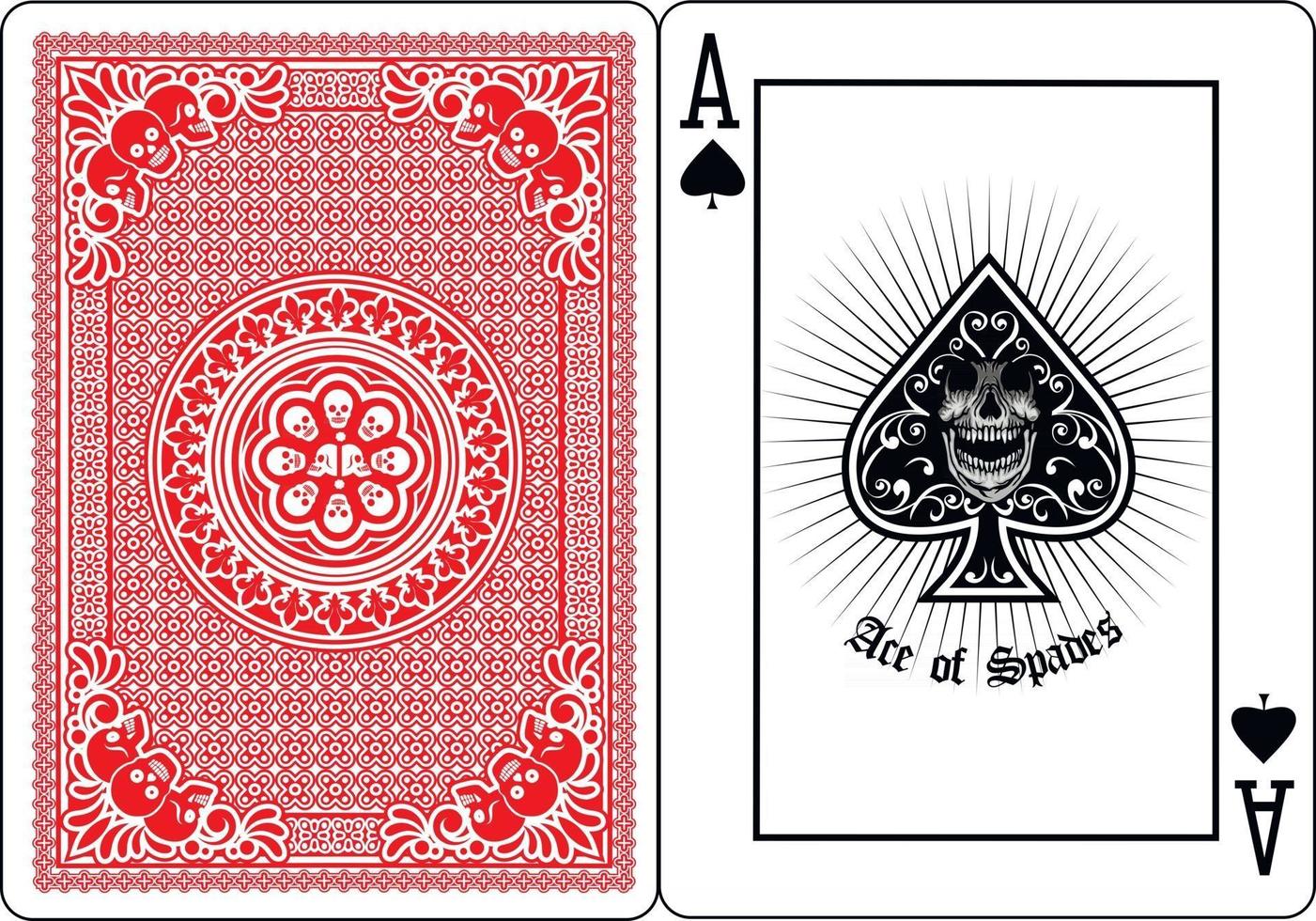 skull with ace spades playing card vector