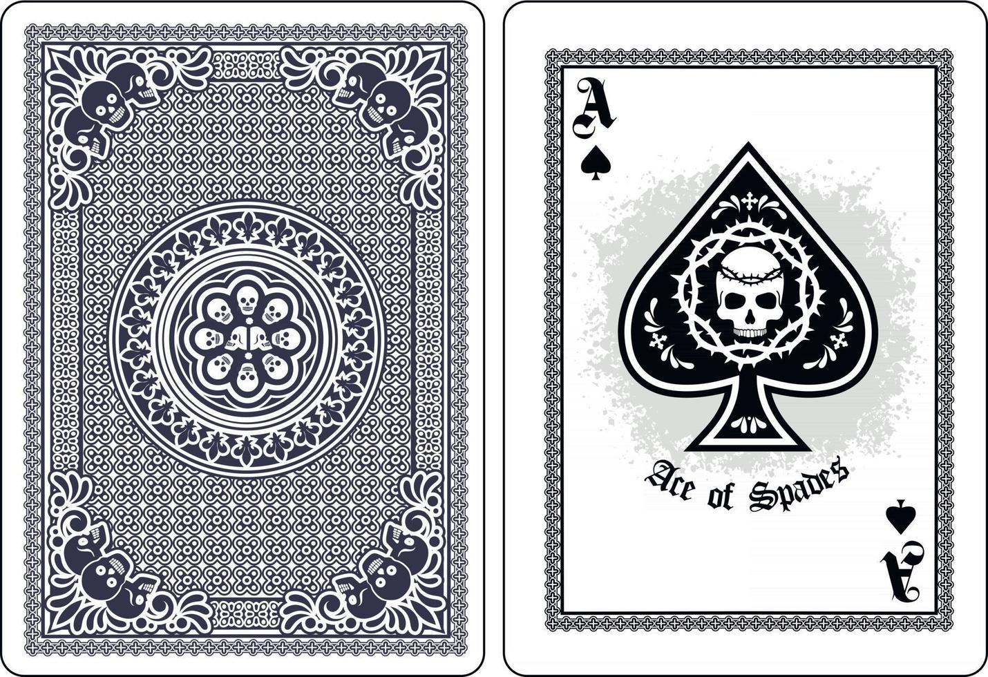 skull with ace spades playing card vector