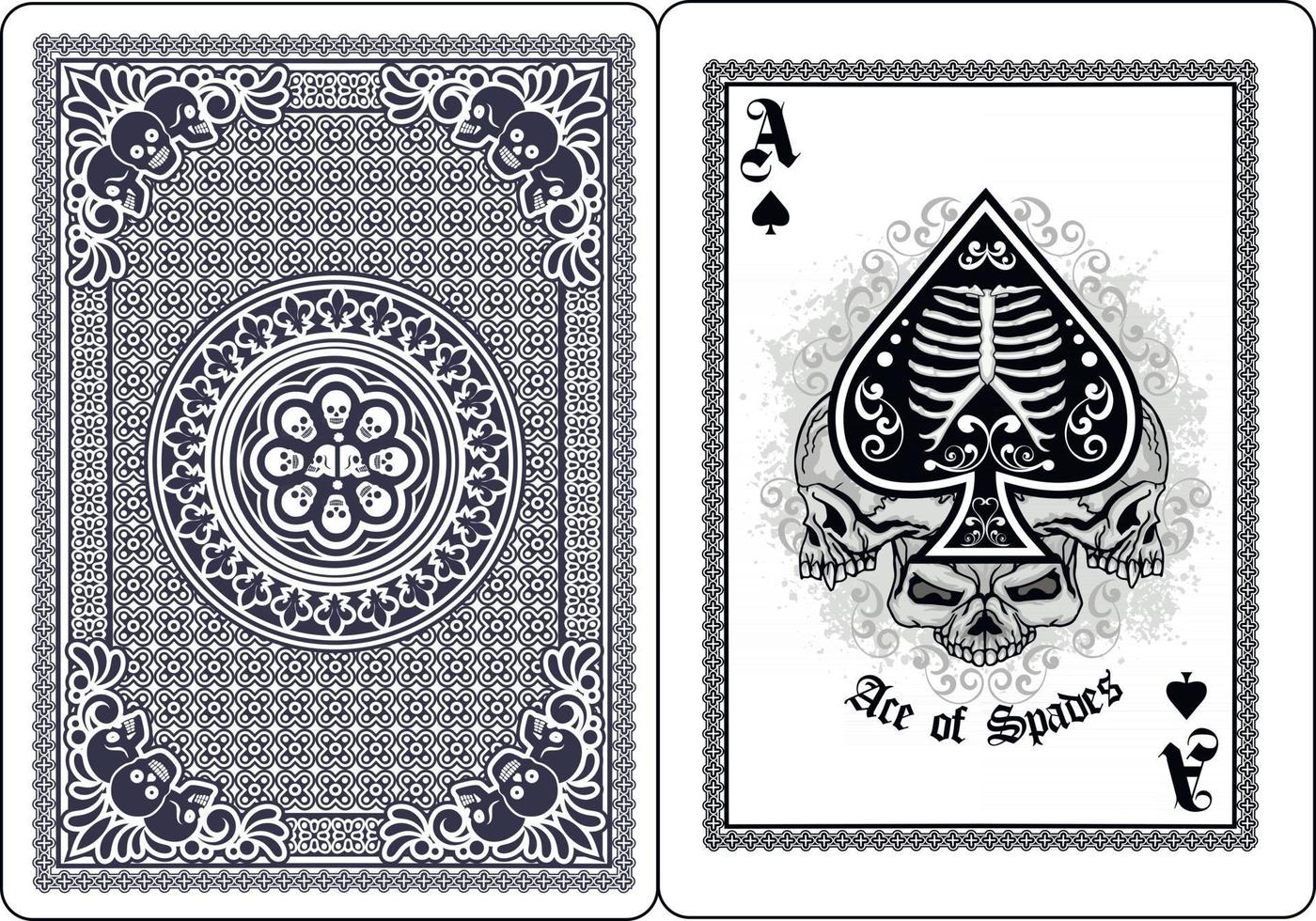 skull with ace spades playing card vector
