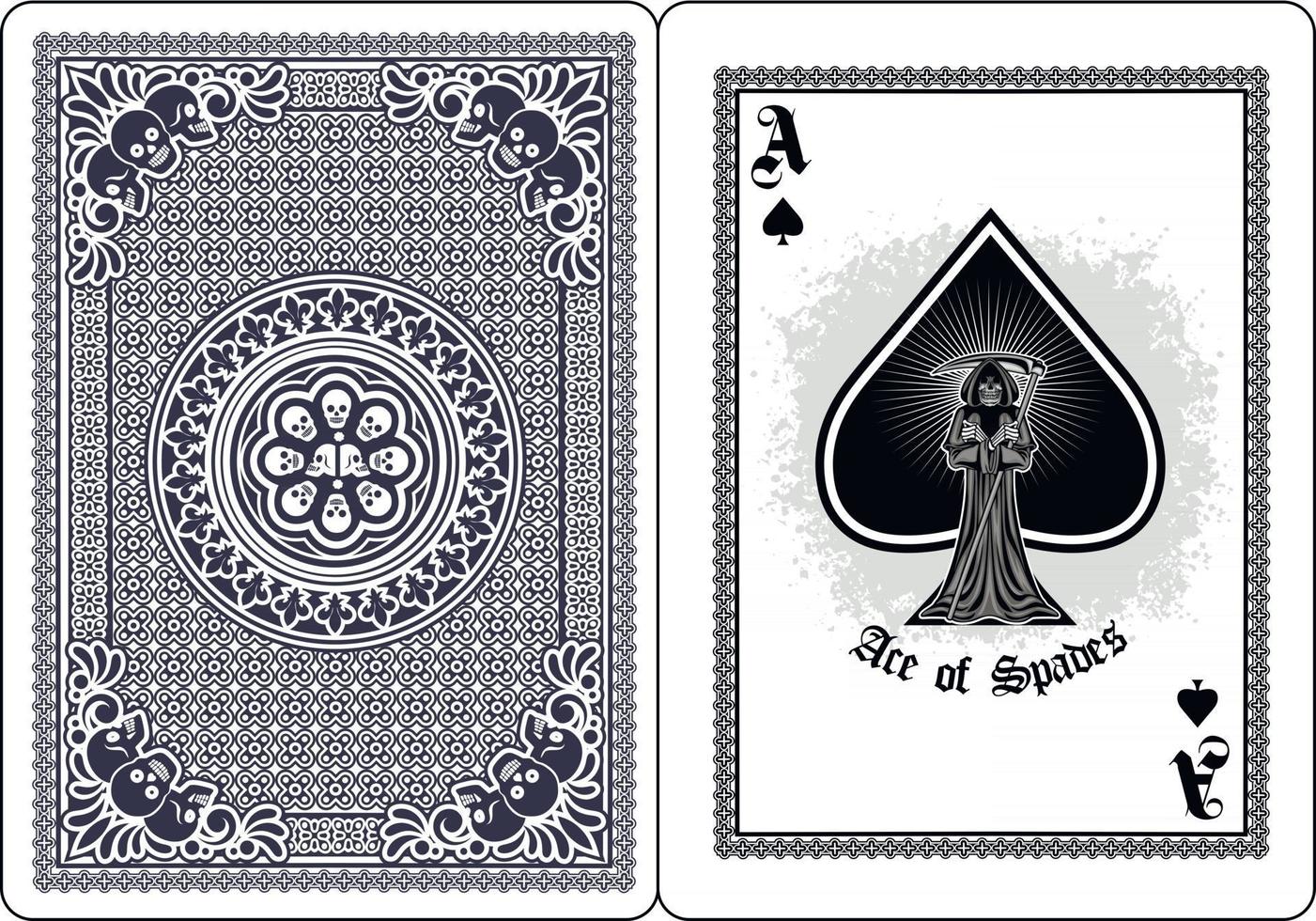 skull with spades playing card vector