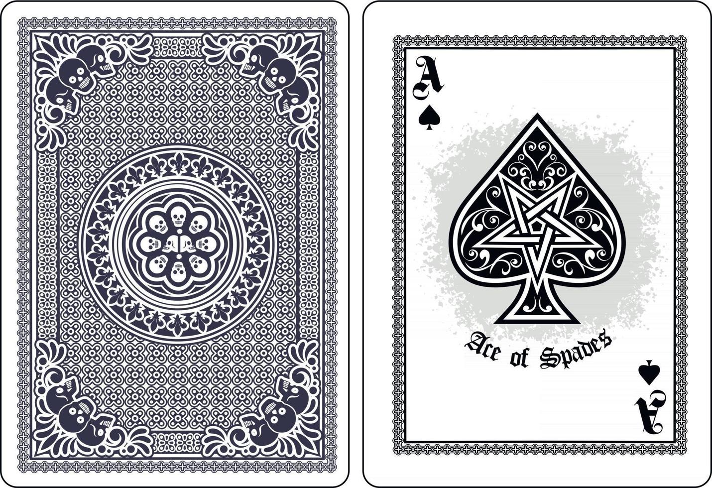 skull with ace spades playing card vector