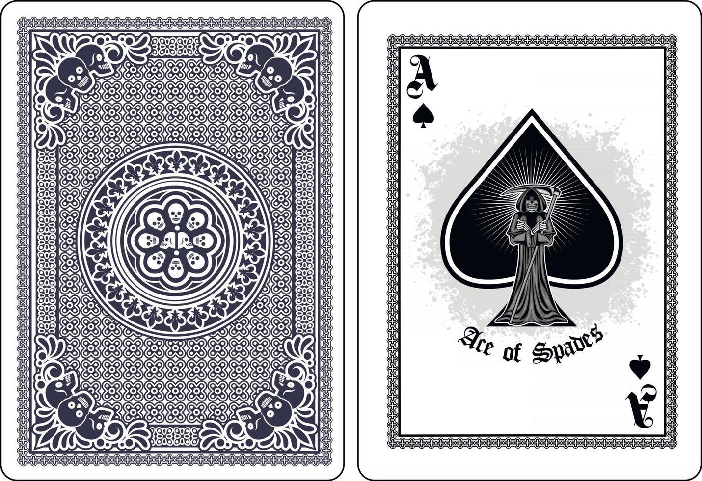 skull with ace spades playing card vector