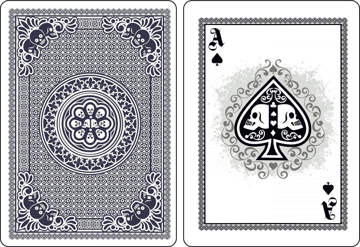 calavera con espadas jugando a las cartas vector