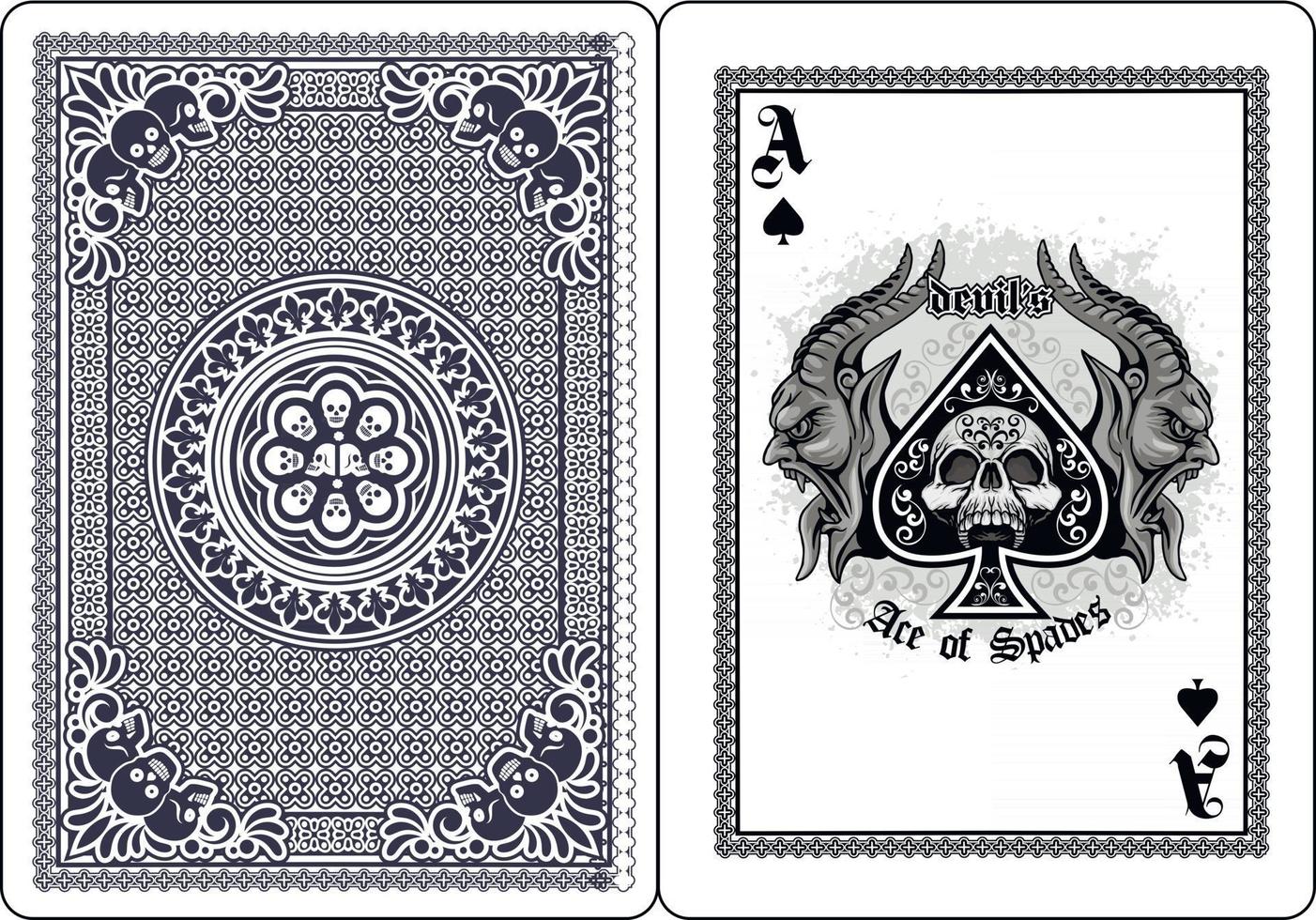 skull with spades playing card vector
