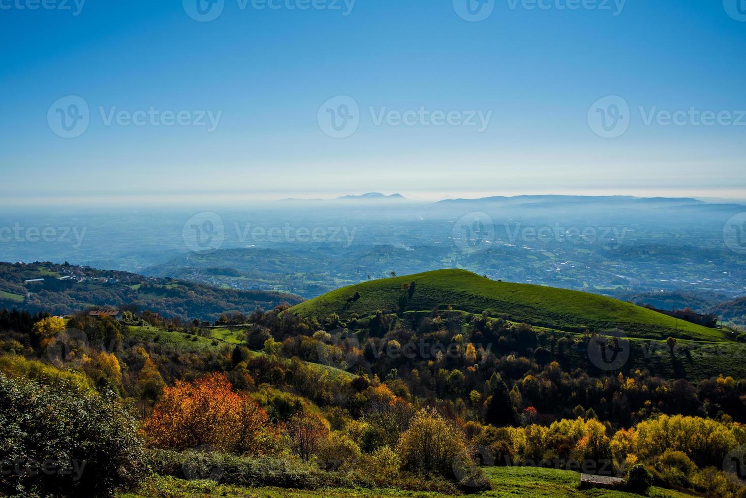 plain and hills on an autumn day photo