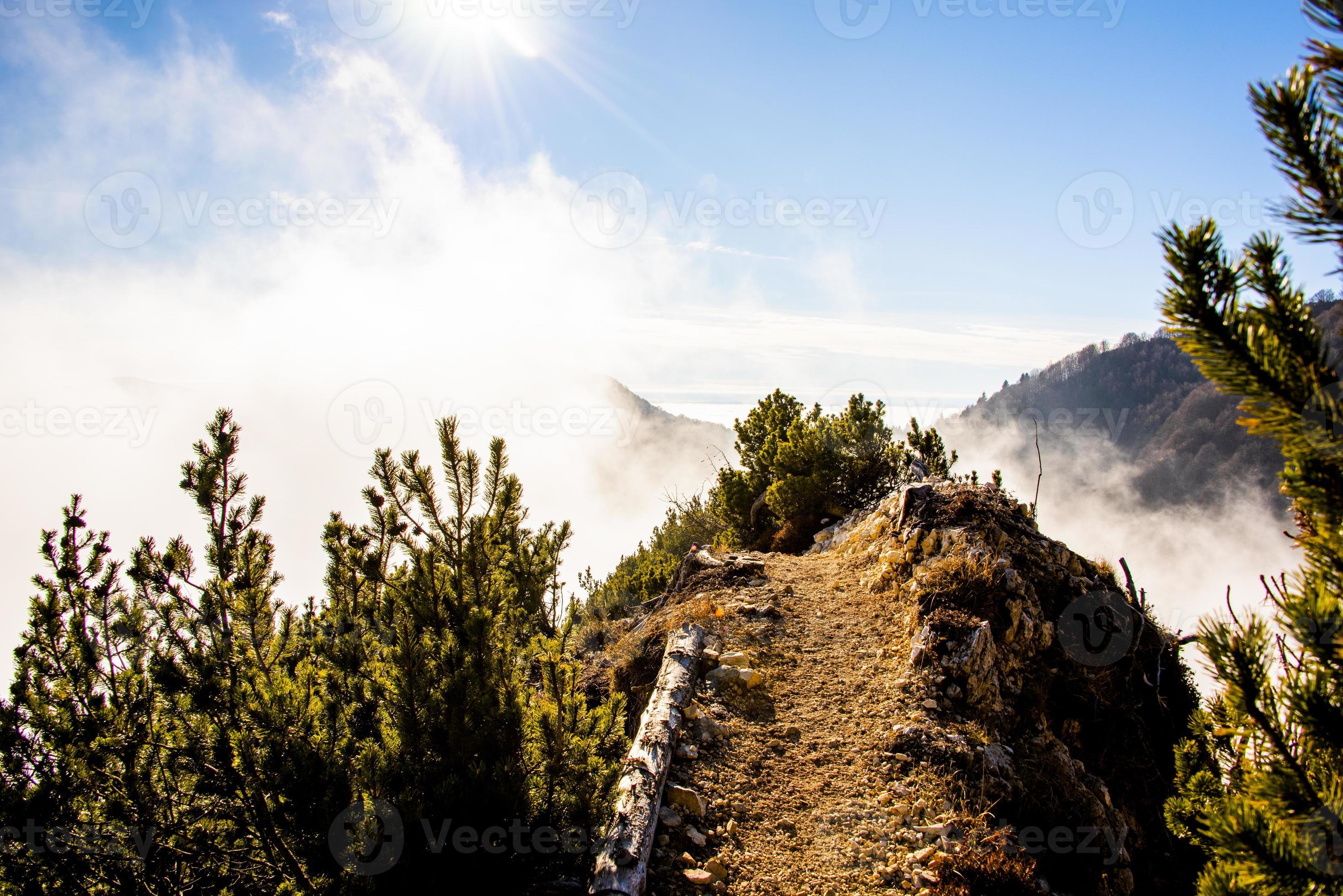 alpine trail in the clouds photo