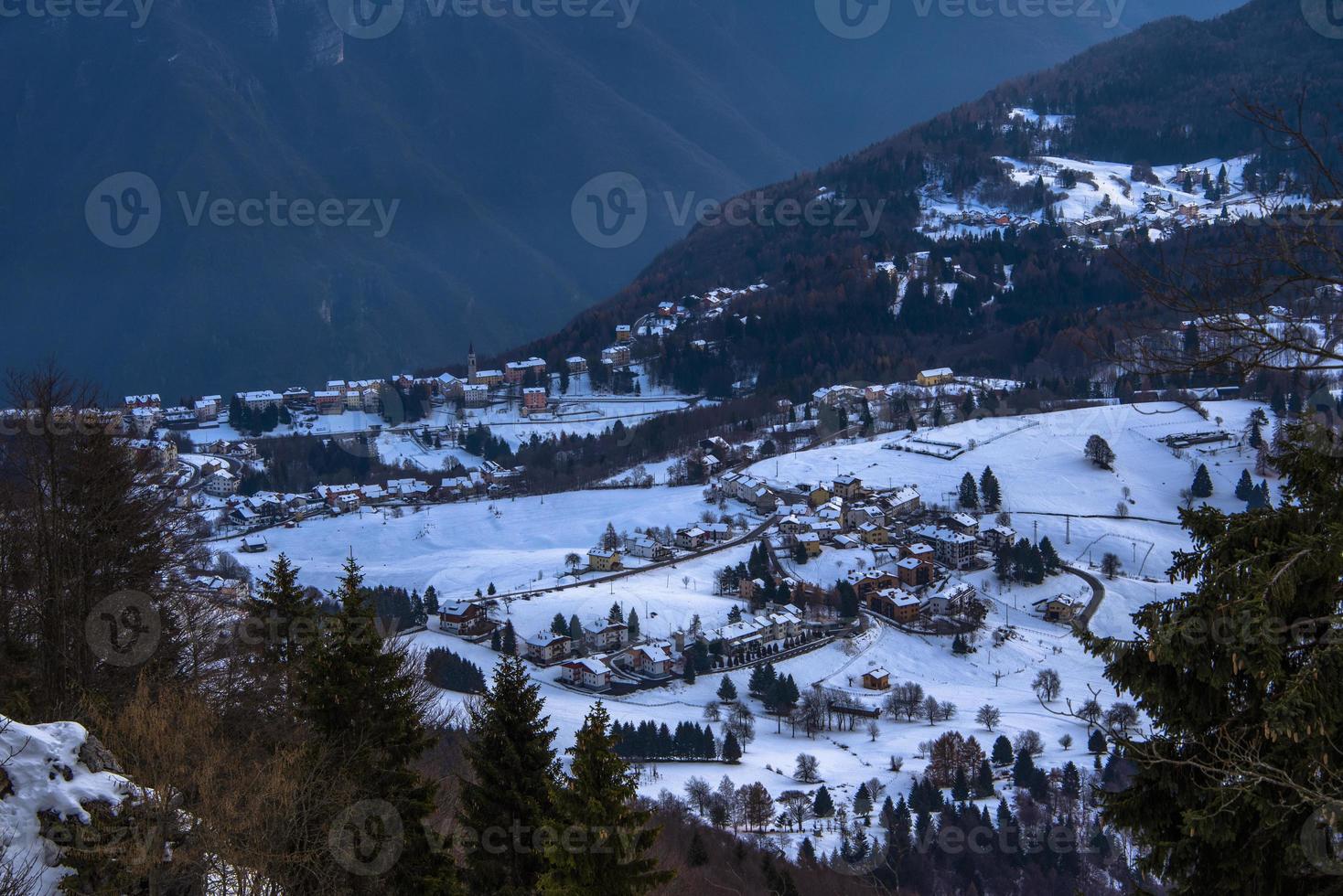 village with snow photo