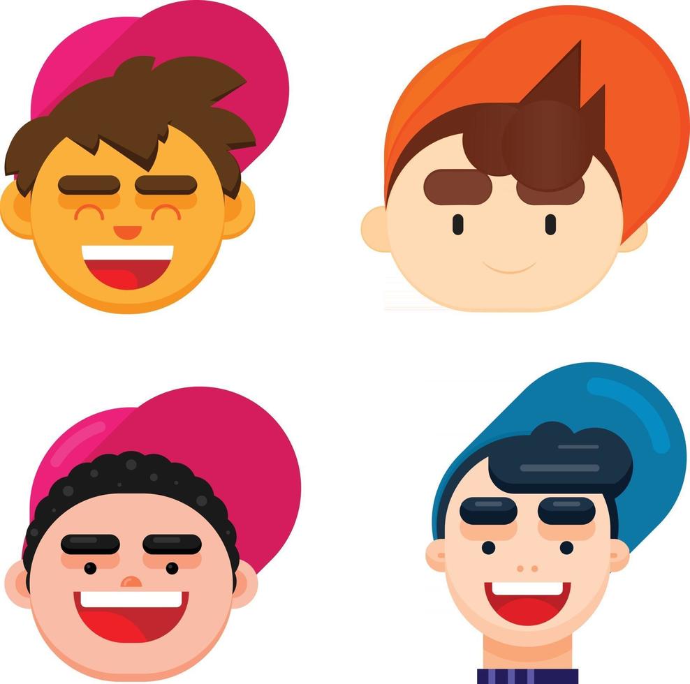 Set of four boys face vector