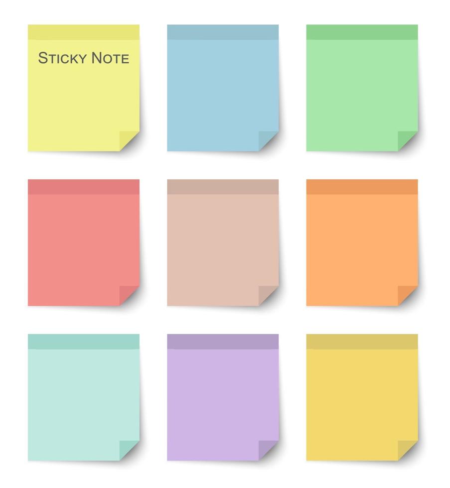 Set of sticky notes with flat and pastel color design  Vector