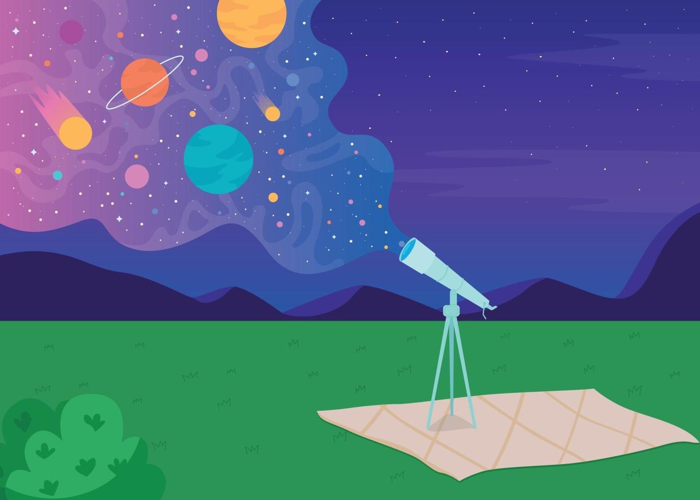 Looking into sky flat color vector illustration