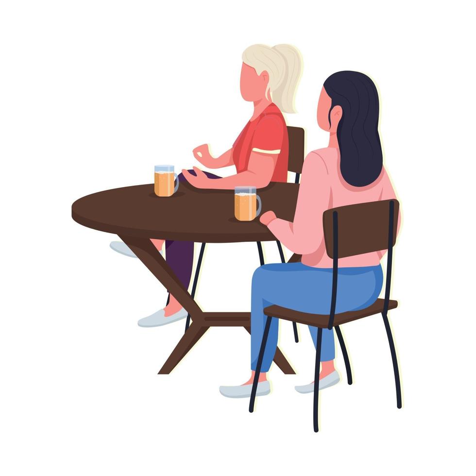 Women testing different foods flat color vector faceless character