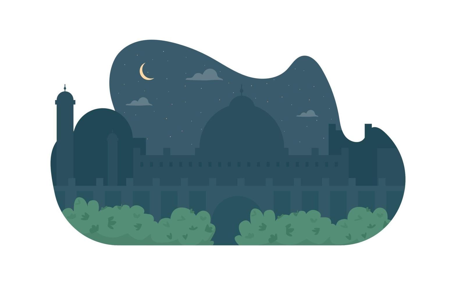 Nighttime minaret 2D vector web banner