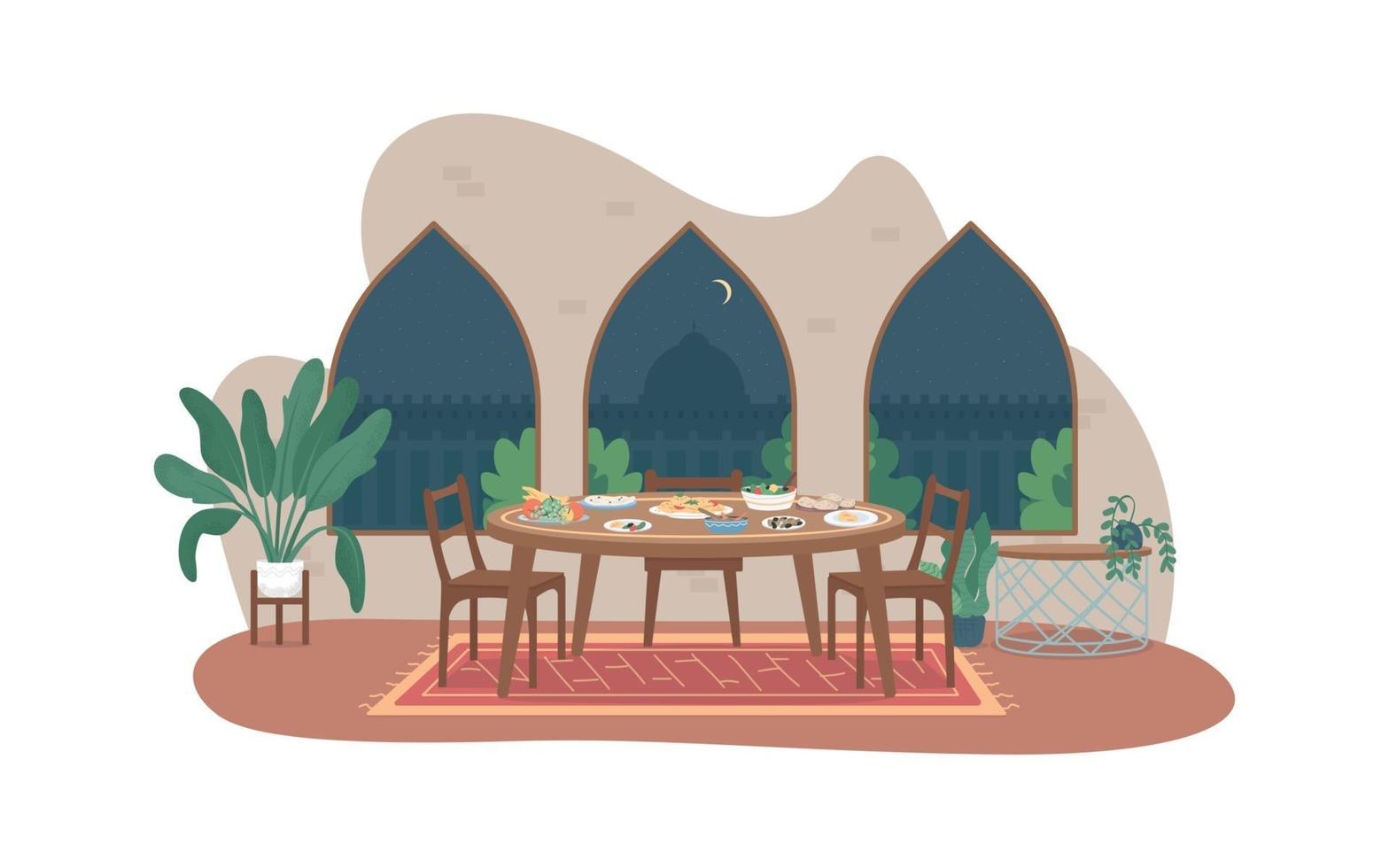 Ramadan meal 2D vector web banner
