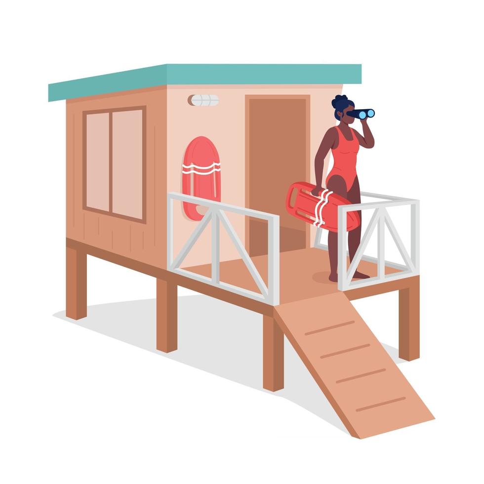 Female life guard flat color vector faceless character