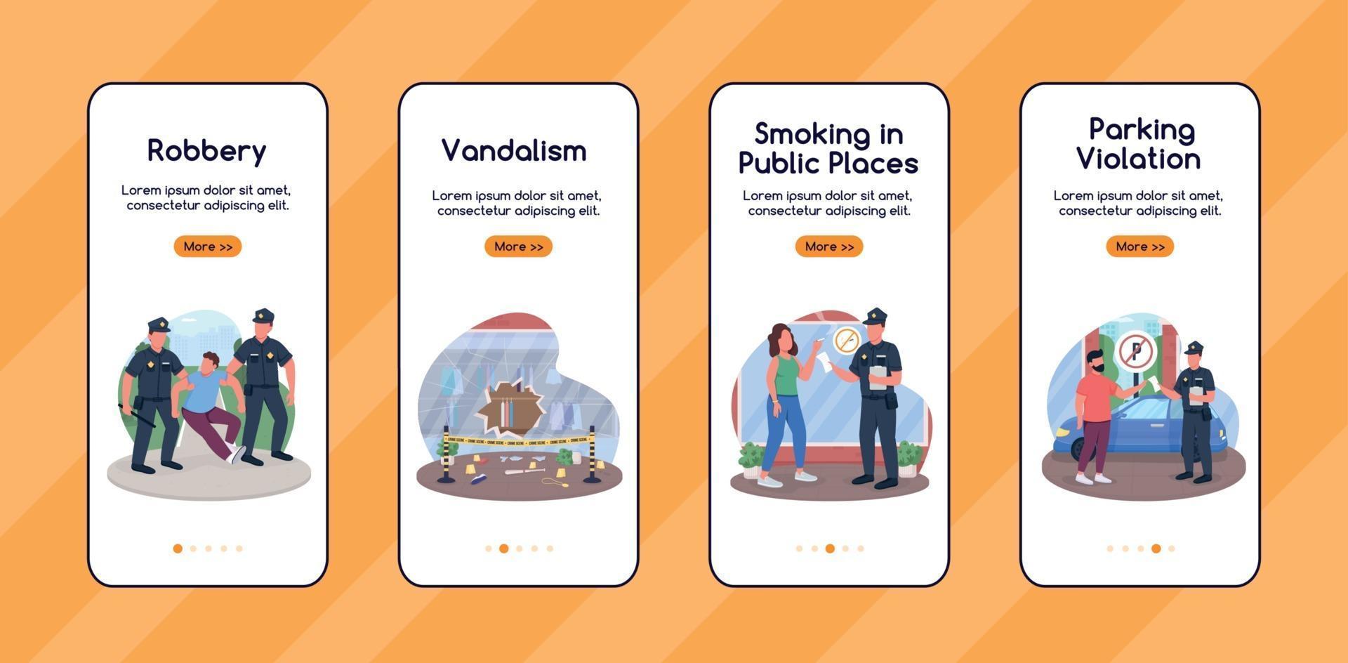 Breaking law onboarding mobile app screen flat vector template