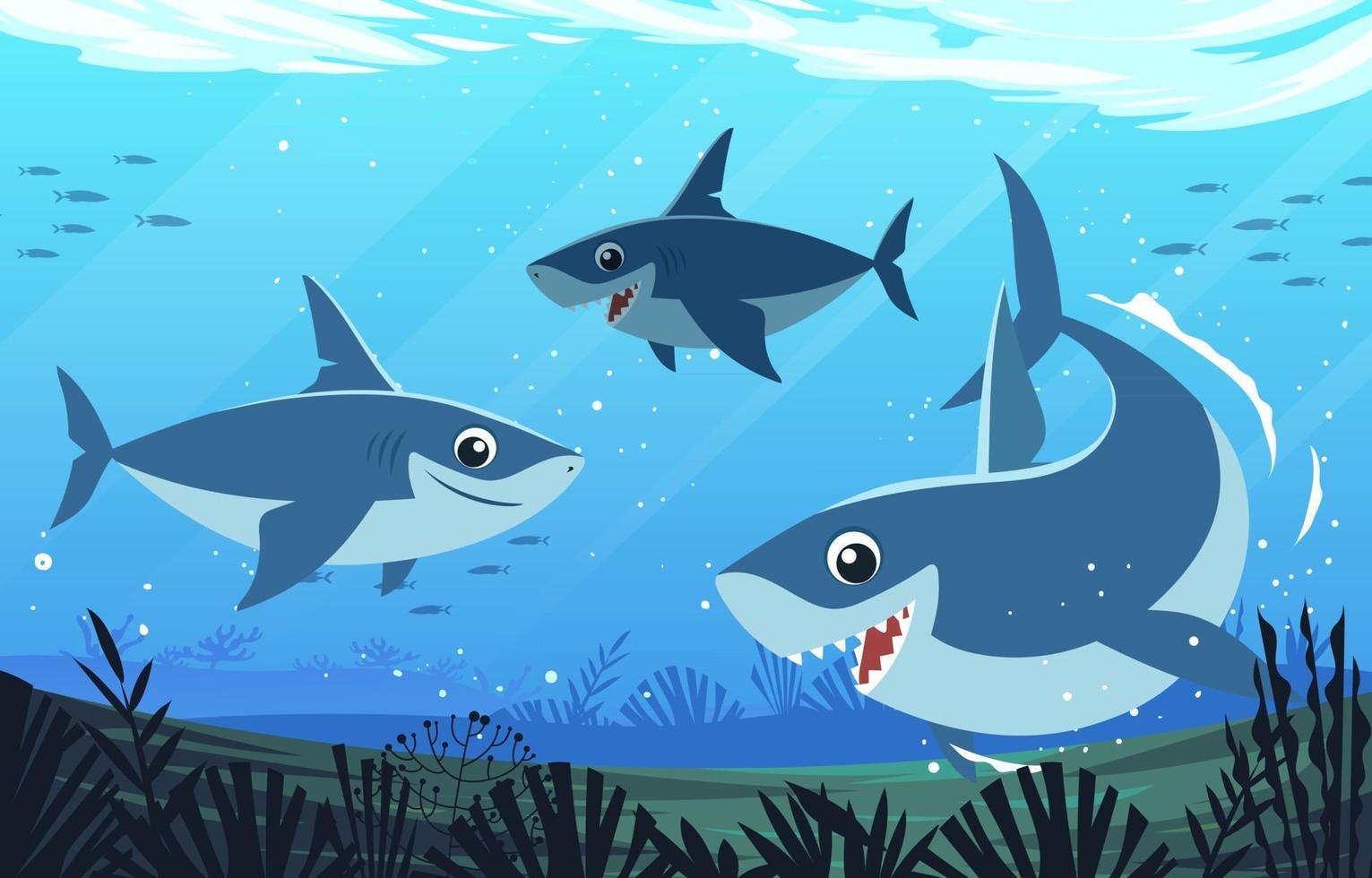 tiburon salvaje bajo el agua vector