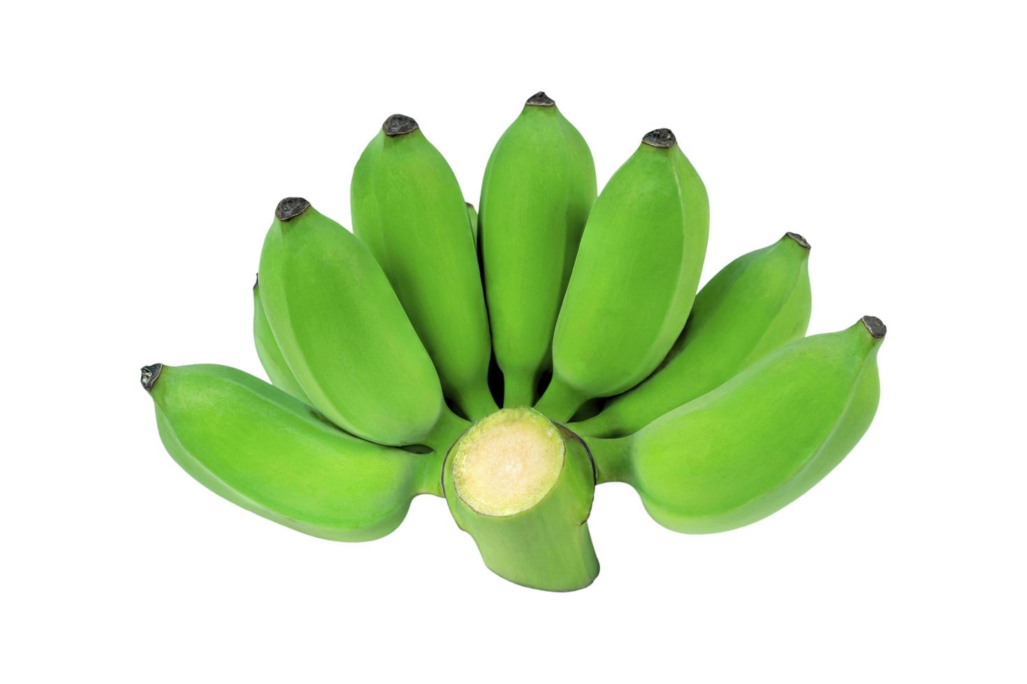 Group of green color raw bananas  isolated on white background photo