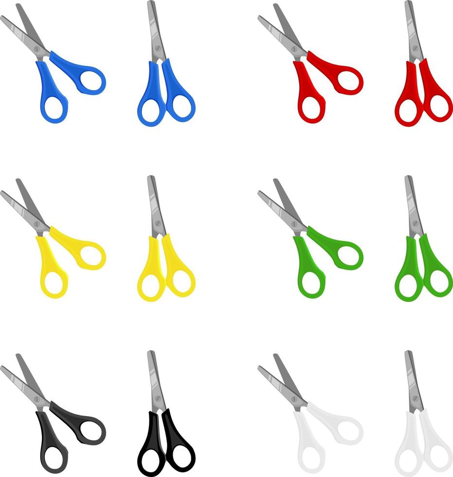 set of flat colorful scissors vector