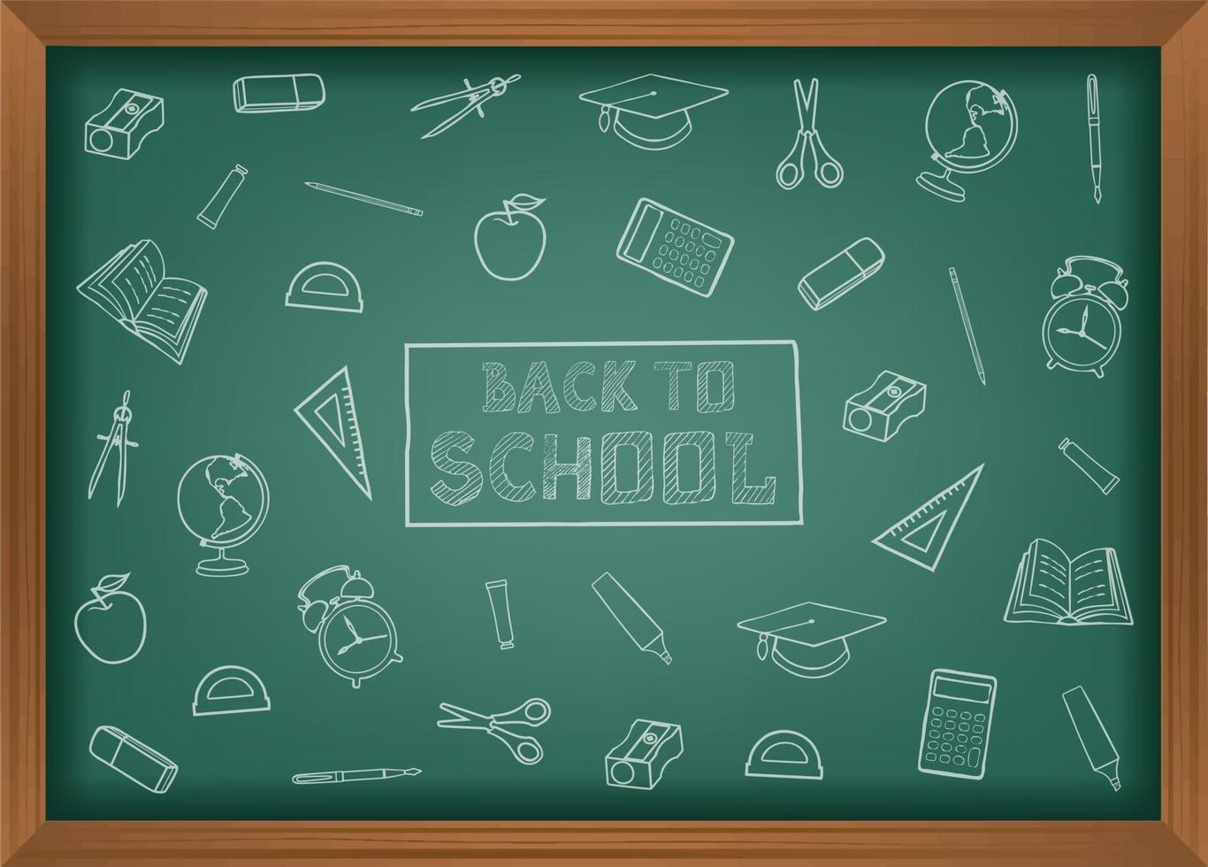 back to school chalkboard with doodles vector