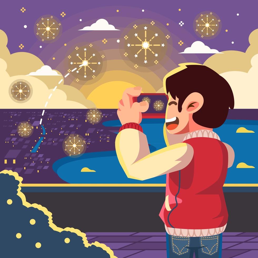 Documentary of Fireworks Festival vector