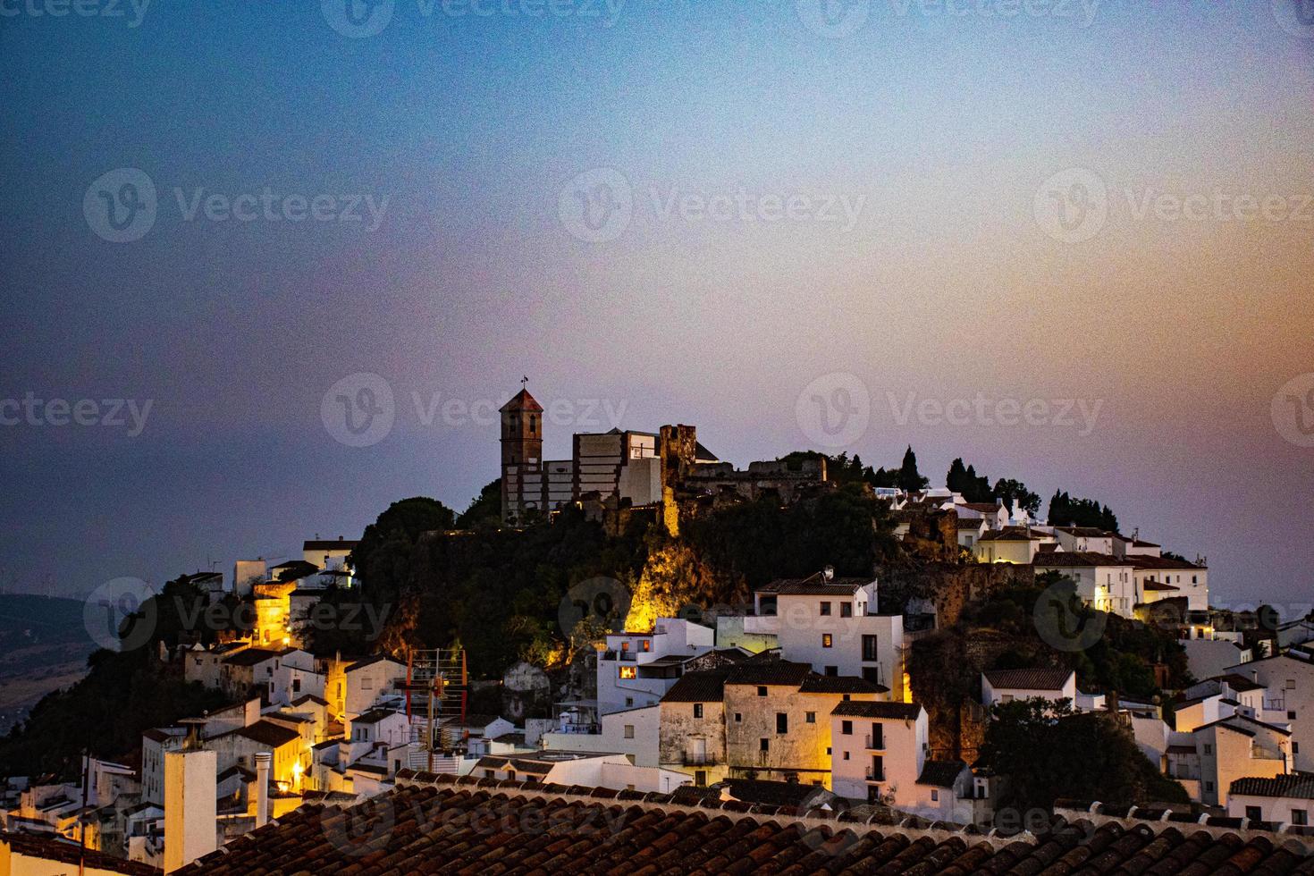 Rock of Casares in the sunset photo