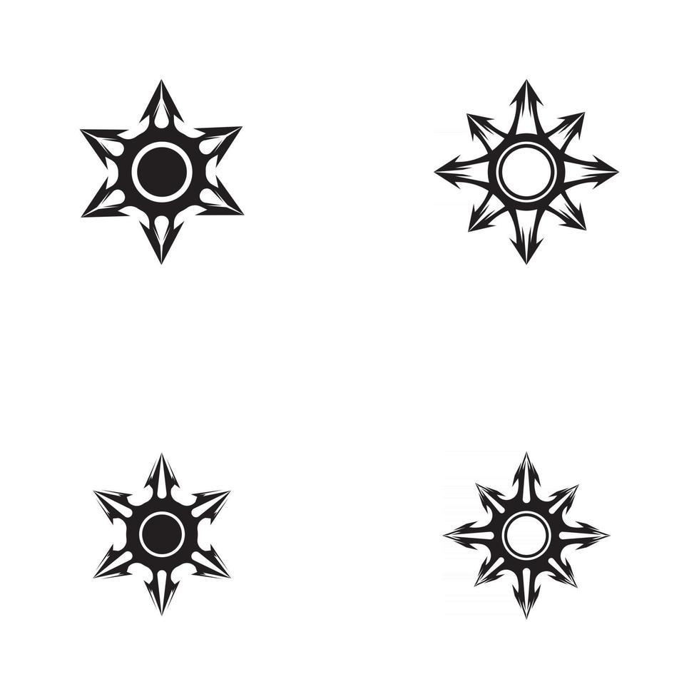 ninja shuriken negro sólido icono diseño moderno vector