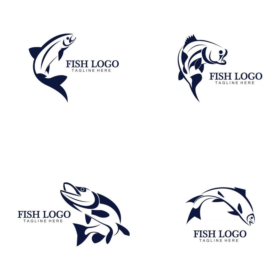Plantilla de logotipo de diseño de icono abstracto de pescado vector