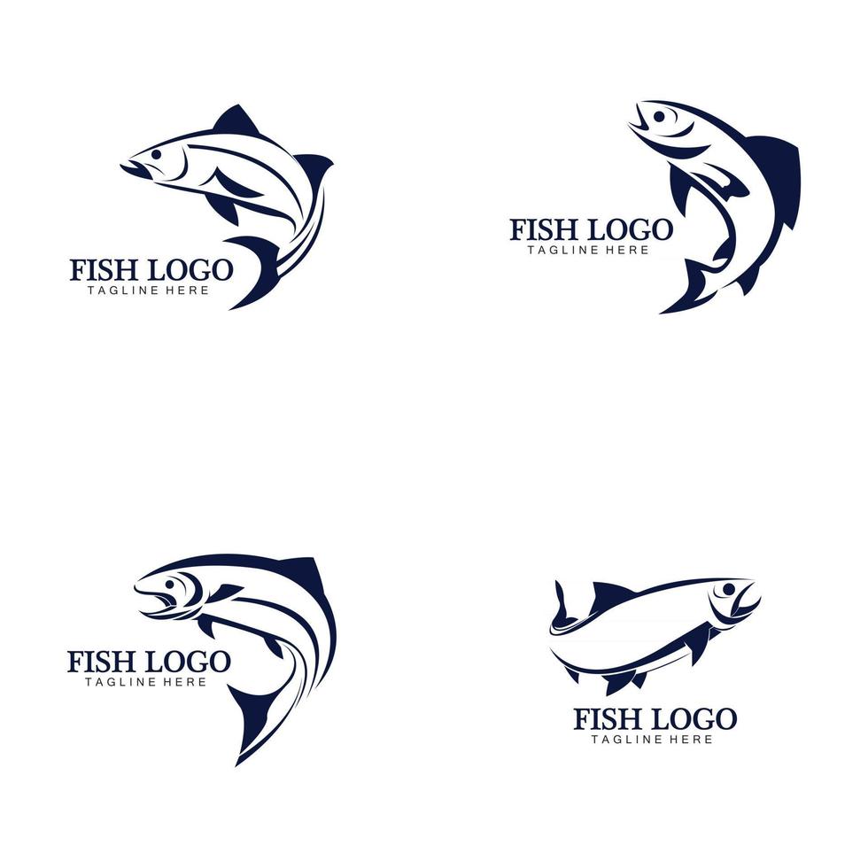 Plantilla de logotipo de diseño de icono abstracto de pescado vector