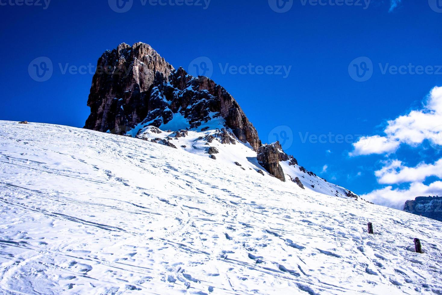 Rocky mountain in snow photo