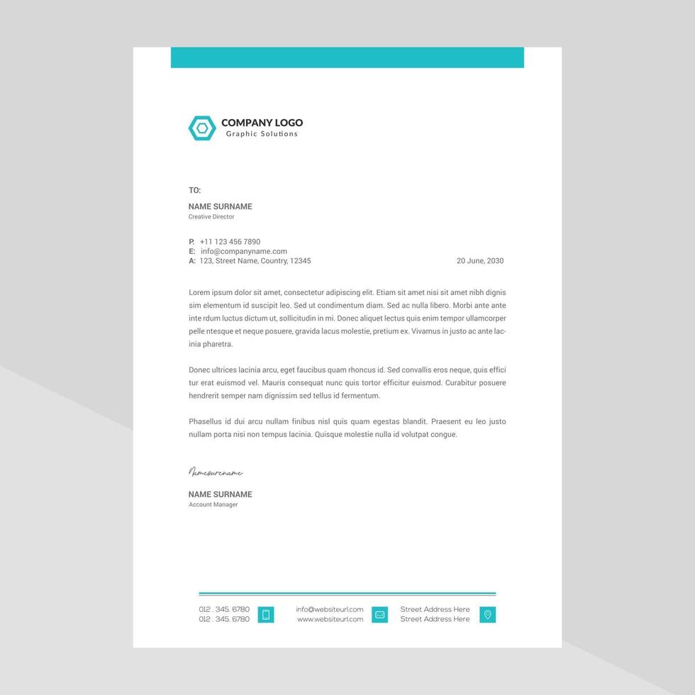 Creative Modern Elegant Letterhead Template Design in Minimalist Style vector
