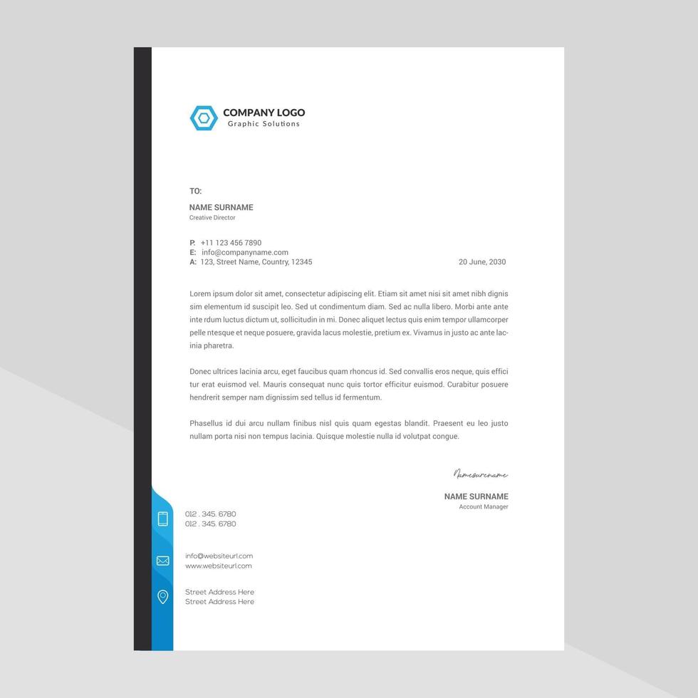 Creative Modern Elegant Letterhead Template Design in Minimalist Style vector