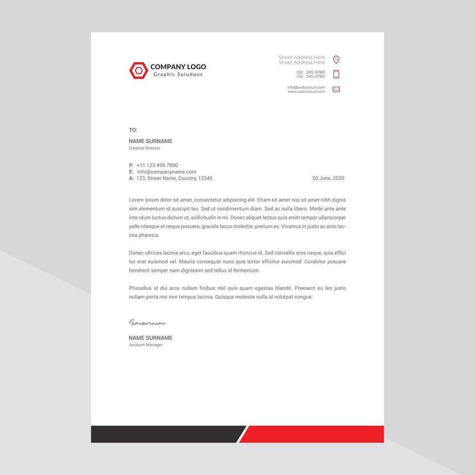 Creative Modern Elegant Letterhead Template Design in Minimalist Style vector