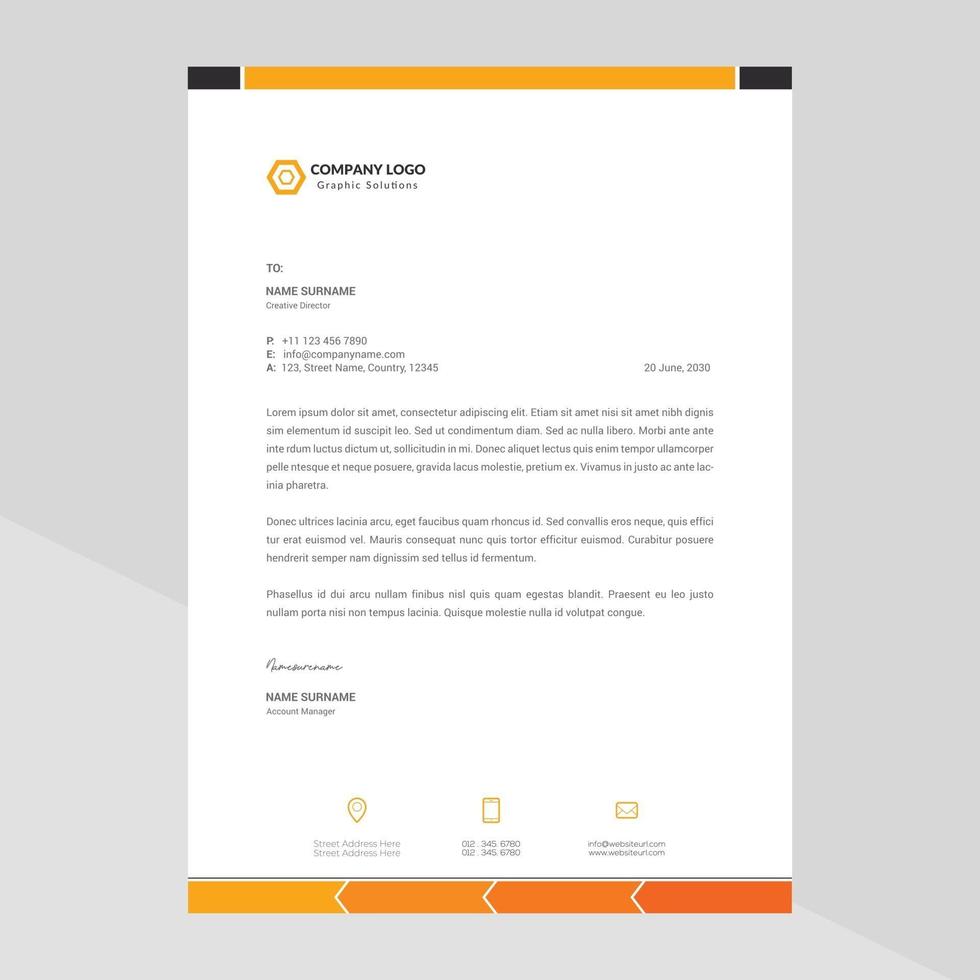 Creative Modern Elegant Letterhead Template Design in Minimalist Style vector