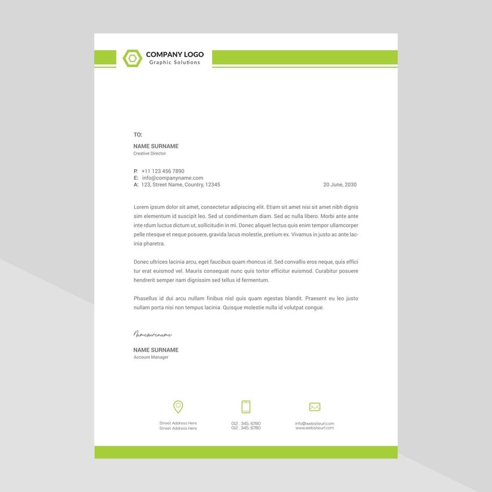 Creative Modern Elegant Letterhead Template Design in Minimalist Style vector