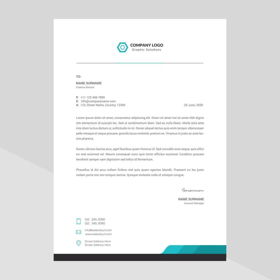 Creative Modern Elegant Letterhead Template Design in Minimalist Style vector