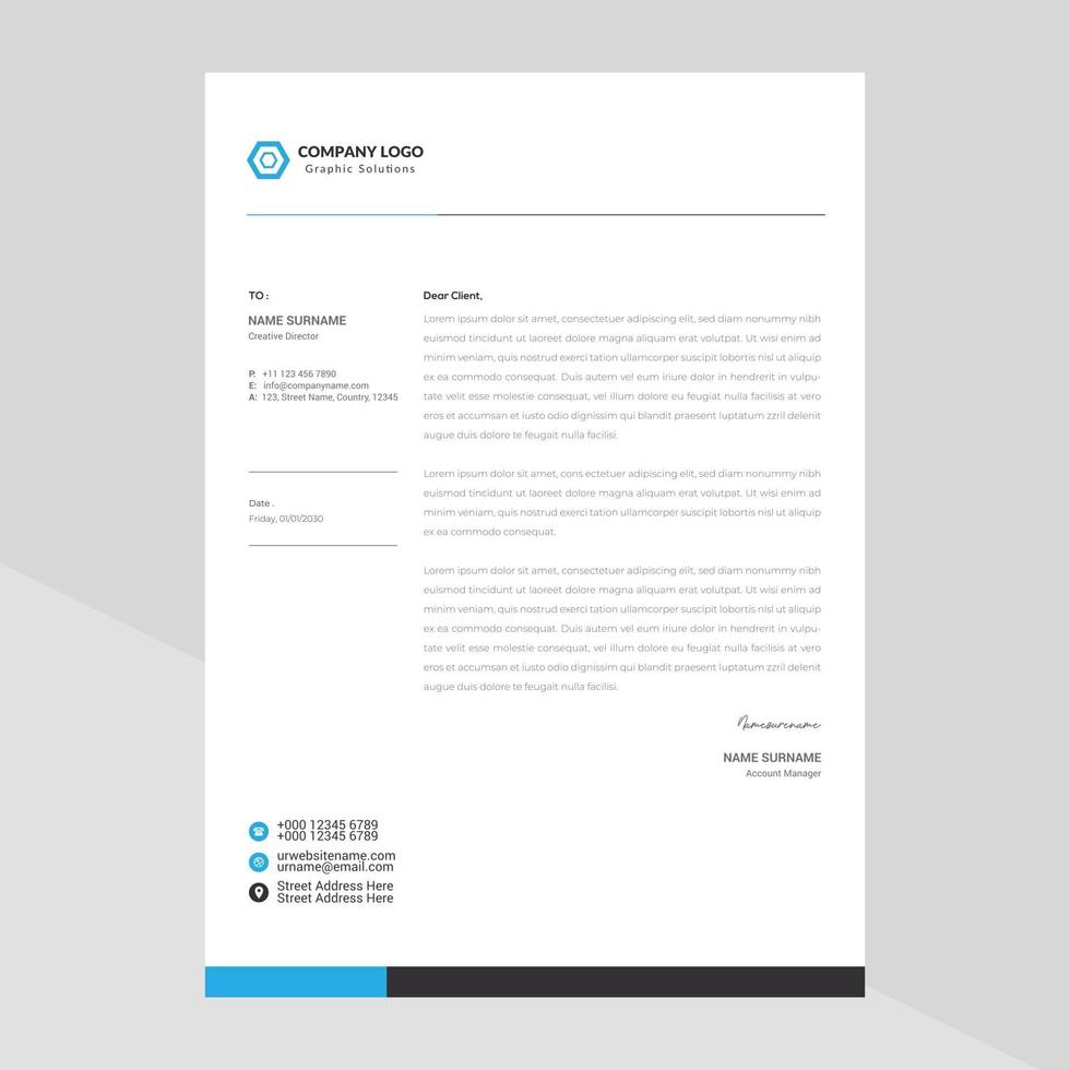 Creative Modern Elegant Letterhead Template Design in Minimalist Style vector