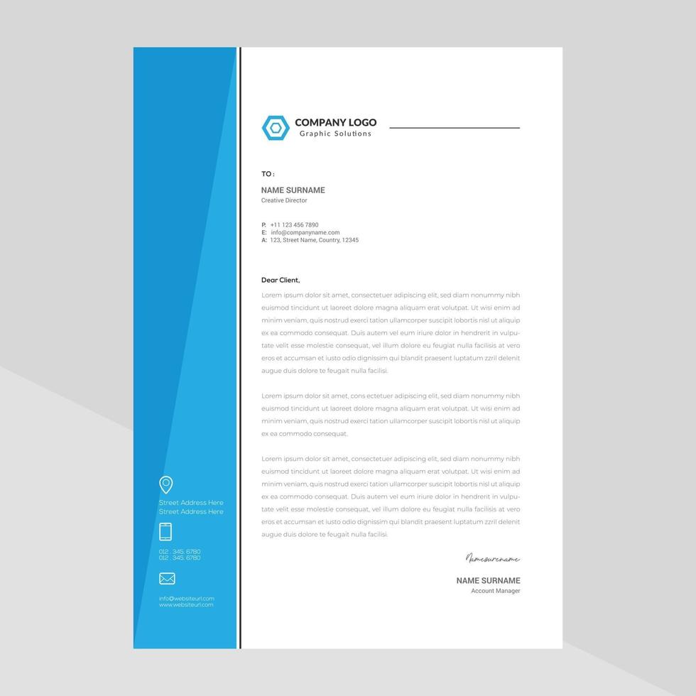 Creative Modern Elegant Letterhead Template Design in Minimalist Style vector