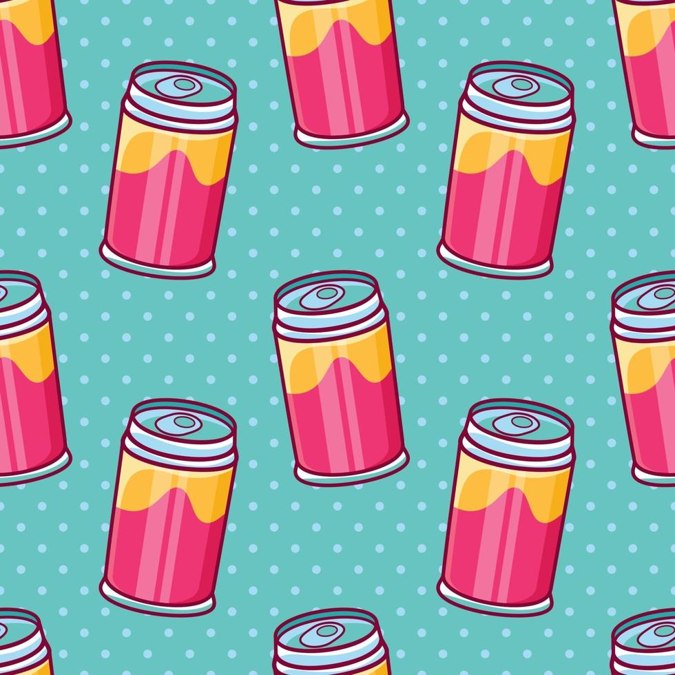 soft drink can seamless pattern illustration in flat style vector