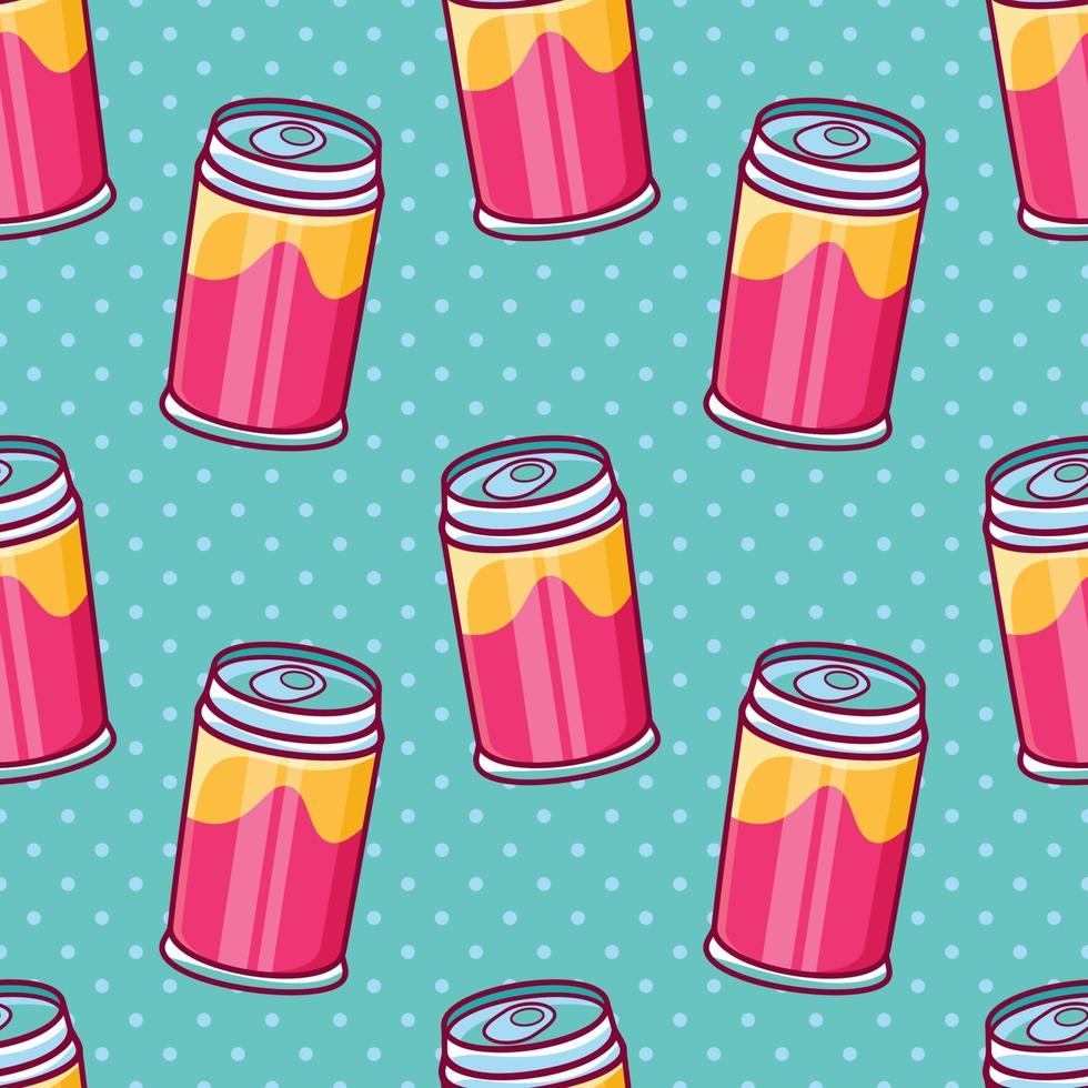 soft drink can seamless pattern illustration in flat style vector