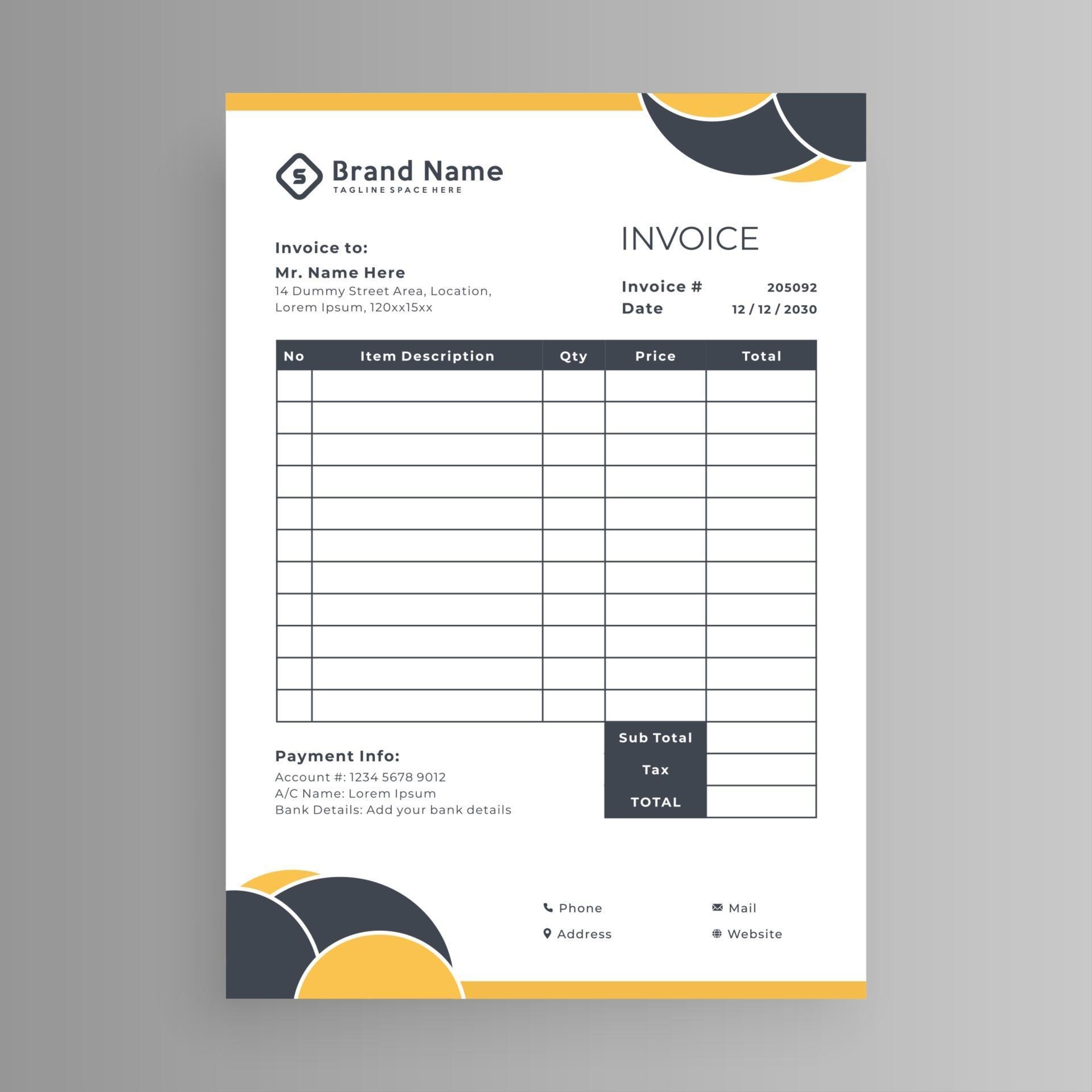 Invoice Design Template 2490211 Vector Art At Vecteezy
