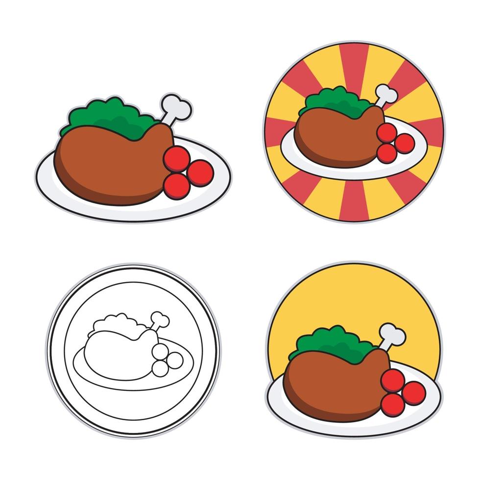 Grilled chicken food illustration vector