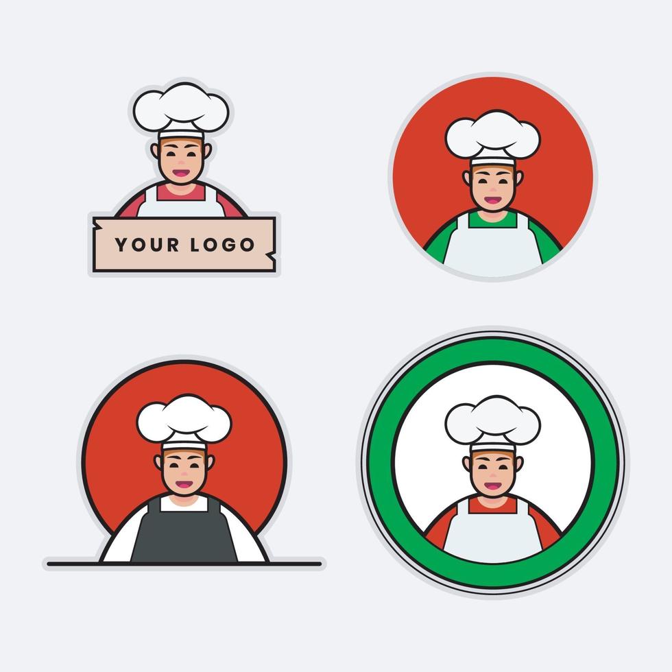 conjunto de logotipos de una mascota chef vector