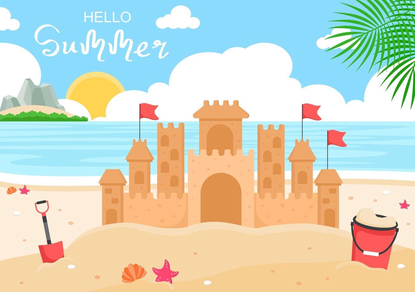 Happy Summer Time on Beach Illustration vector