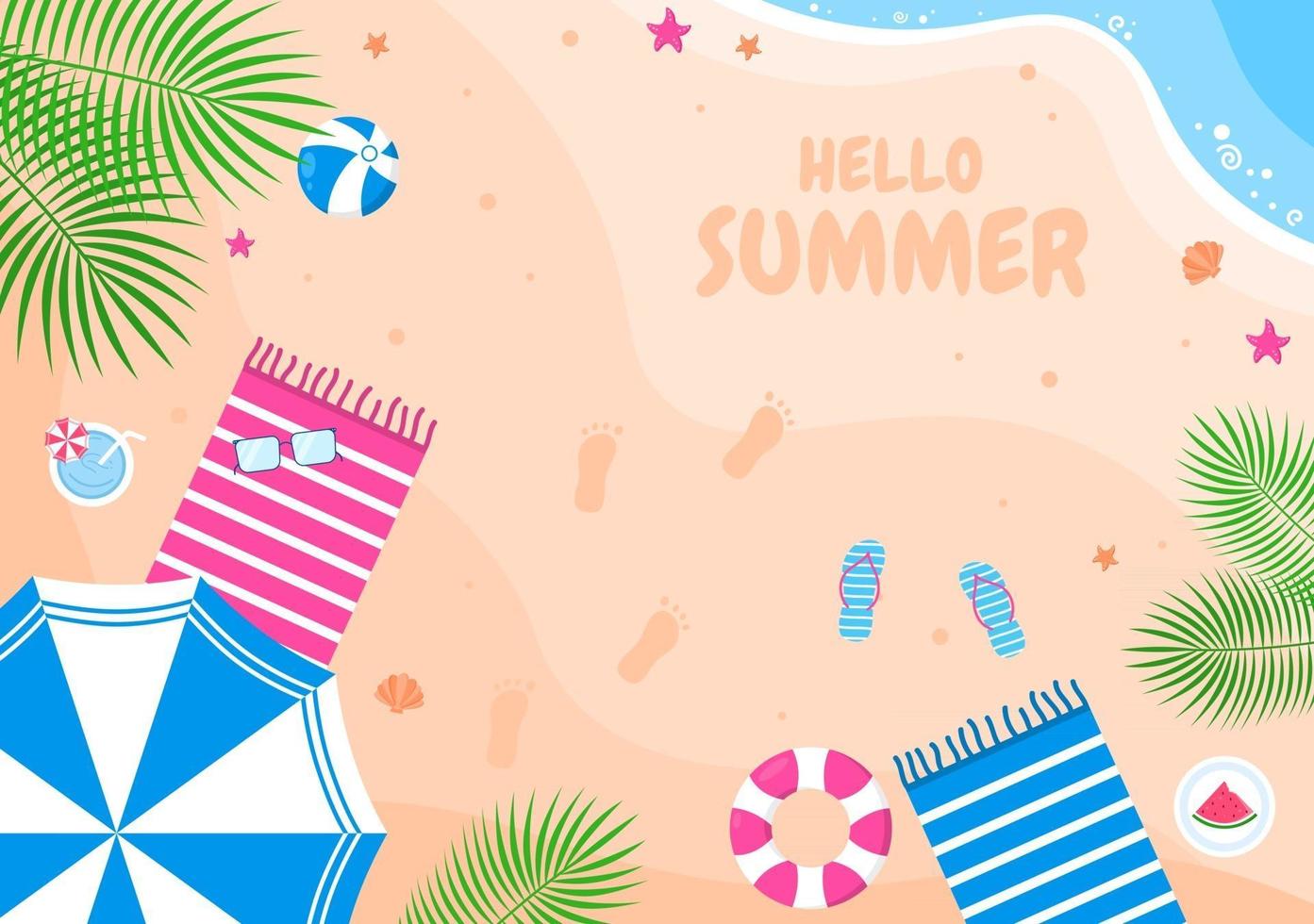 Happy Summer Time on Beach Illustration vector