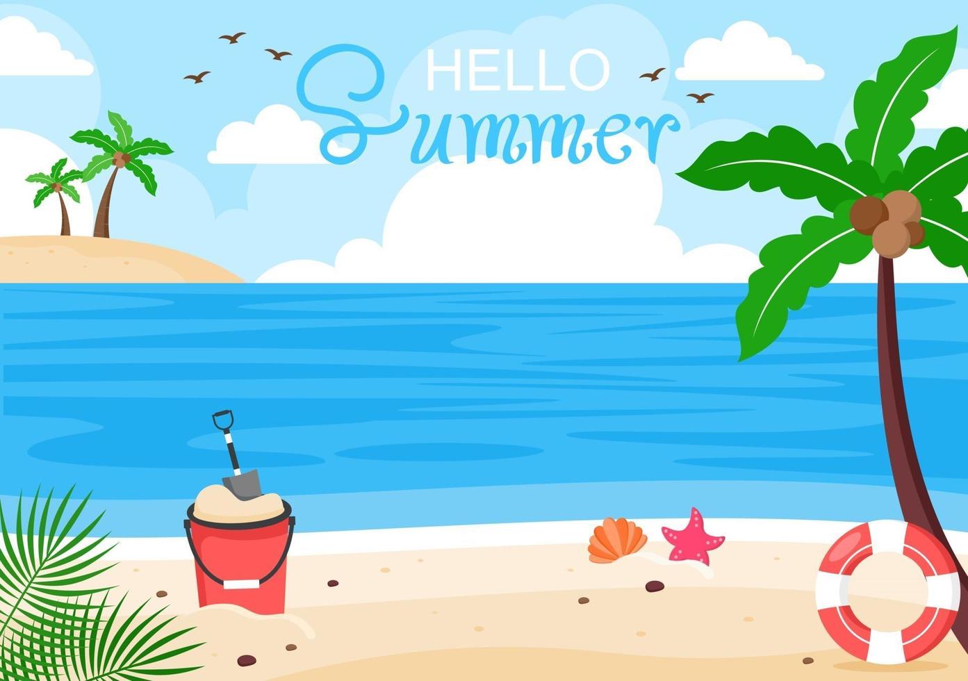 Happy Summer Time on Beach Illustration vector