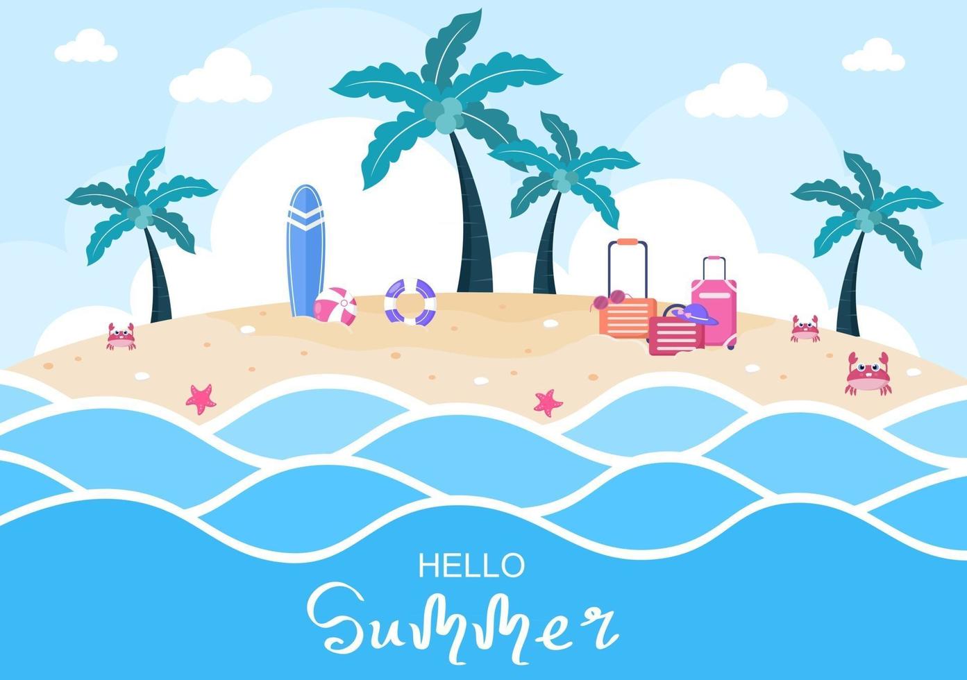 Happy Summer Time on Beach Illustration vector