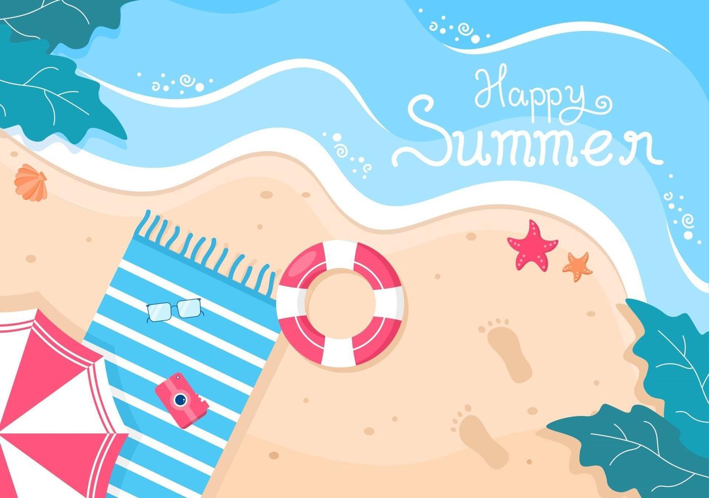 Happy Summer Time on Beach Illustration vector