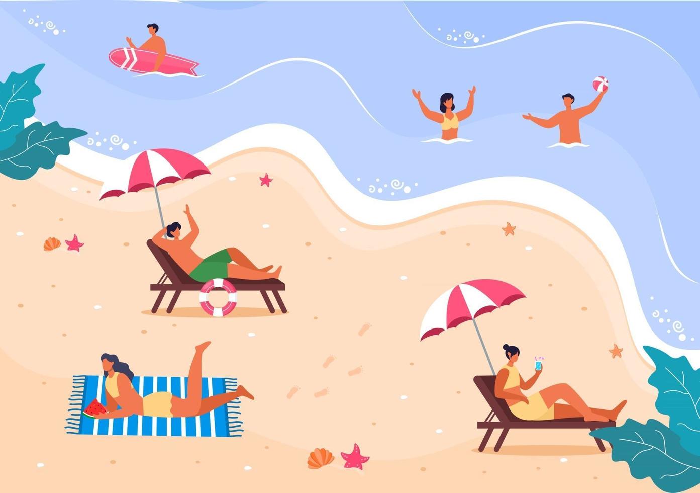 Happy Summer Time on Beach Illustration vector