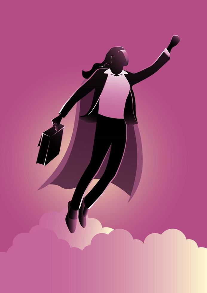 Hero Businesswoman with Super Power Flying vector